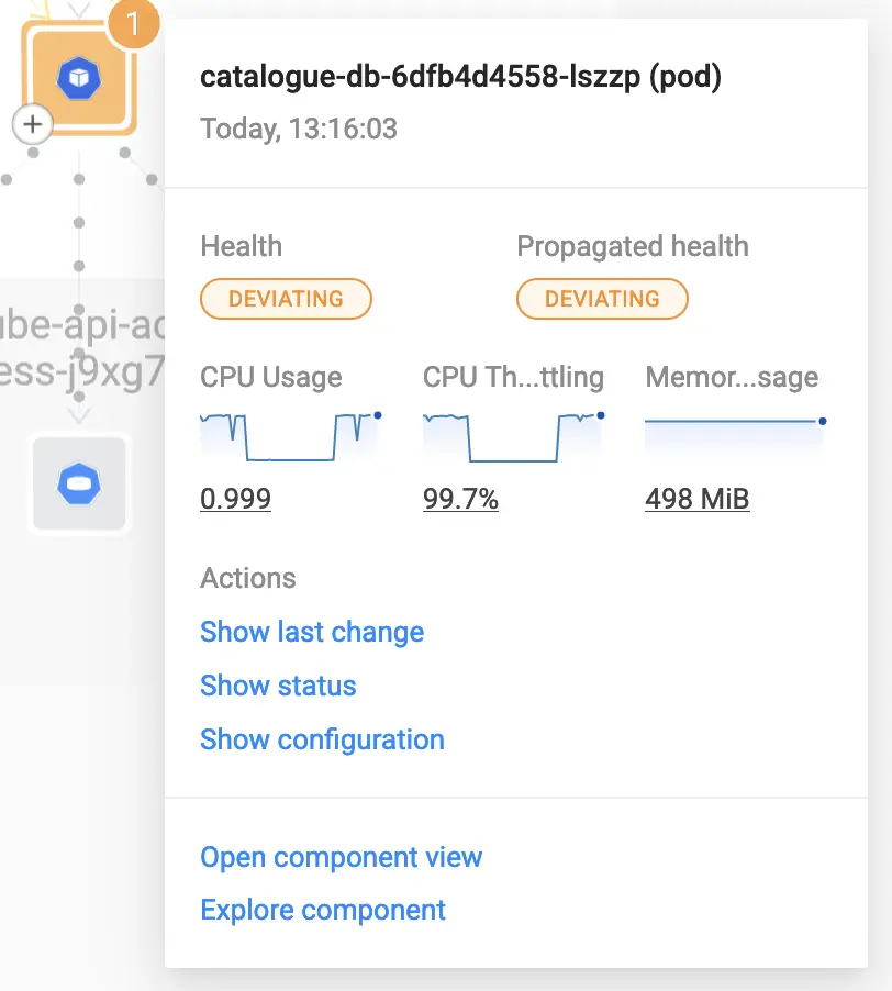 Hovering over a component