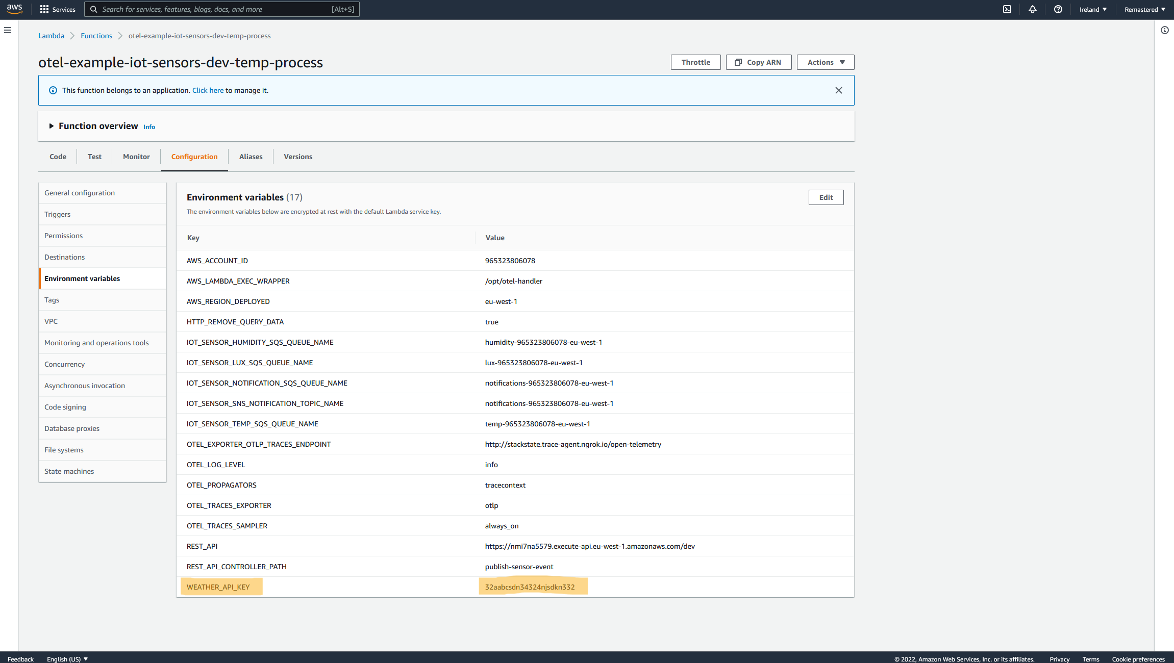 Update weather API key