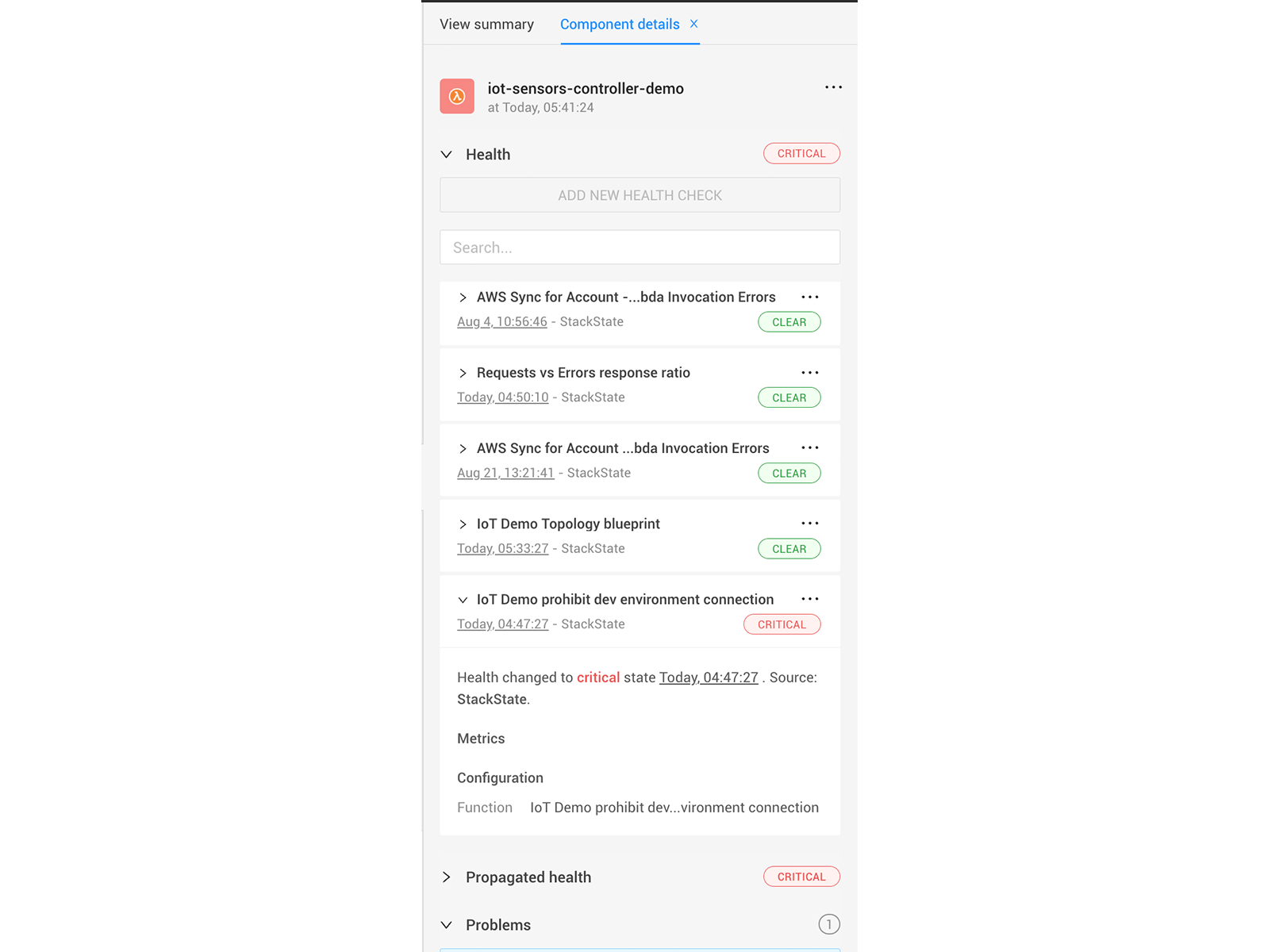 Right panel in StackState v5.0