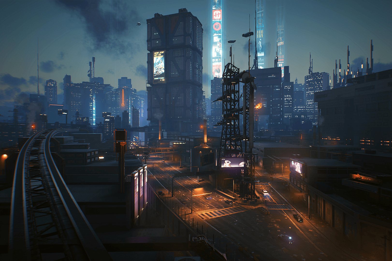 Cyberpunk Night City skyline