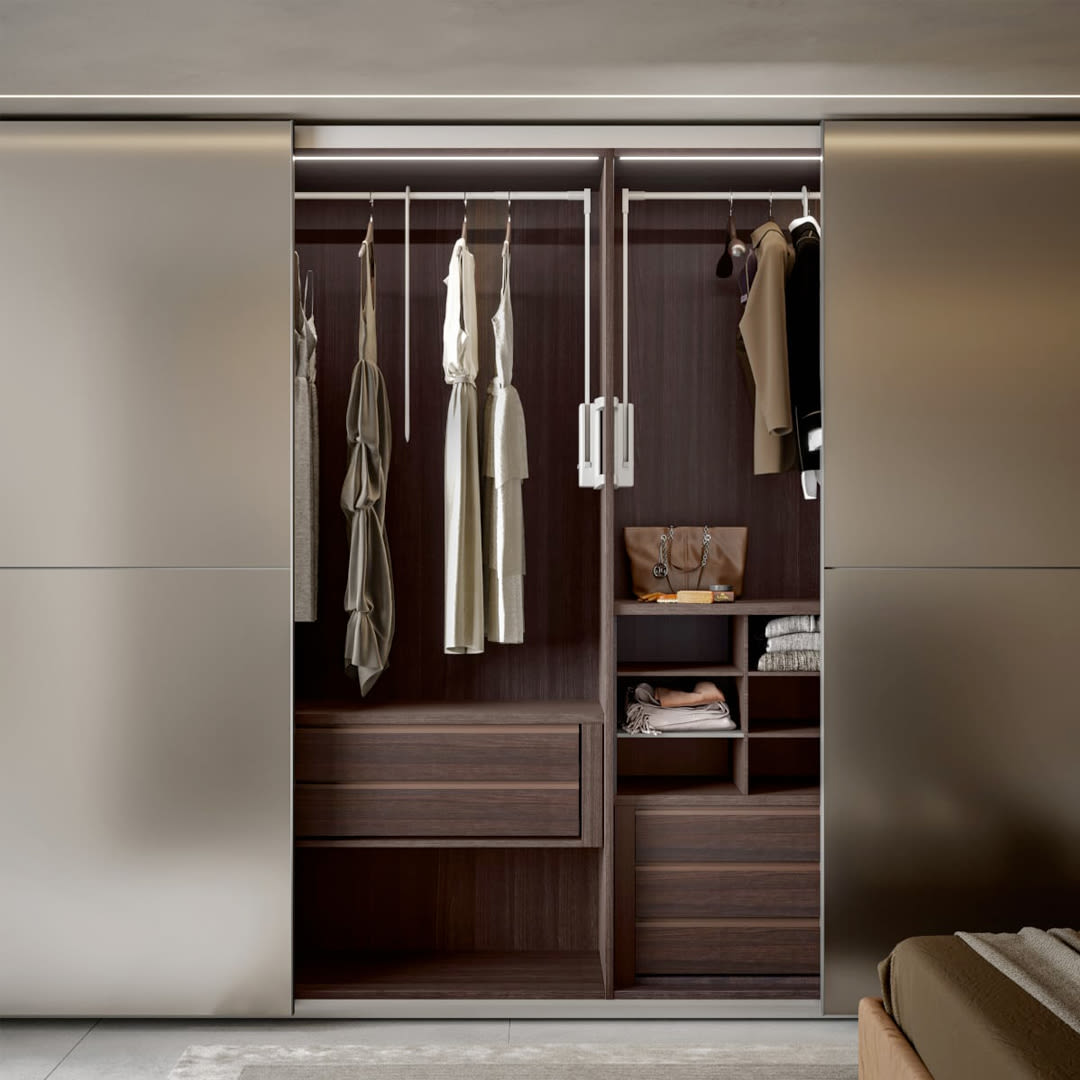 The wardrobe serving as a picturesque bedroom backdrop