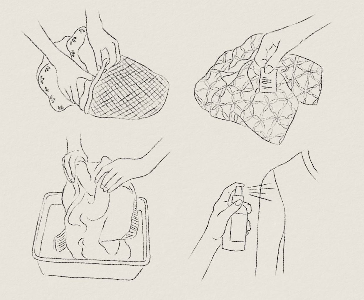Drawings of different fabric types