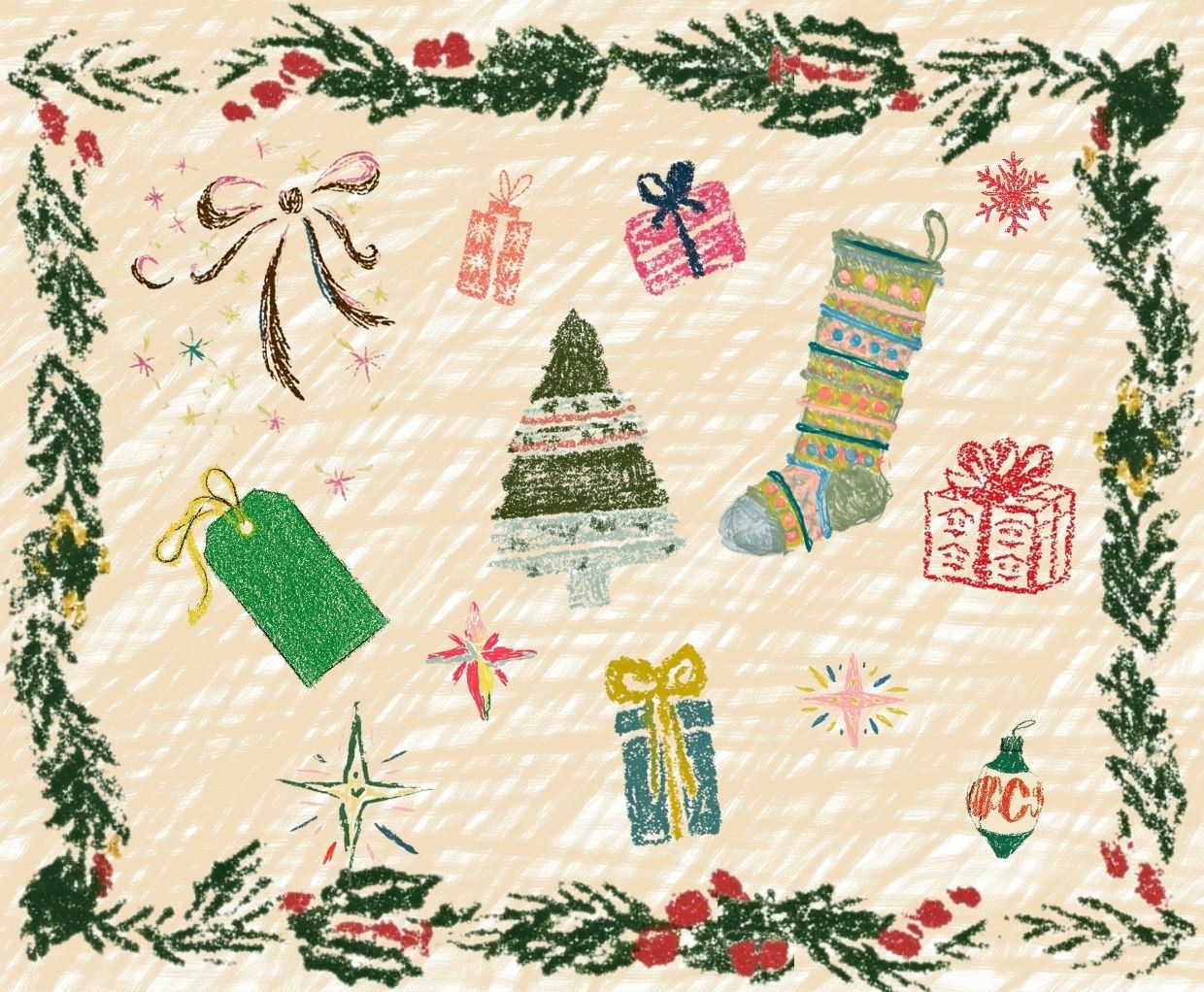 doodles of holiday items