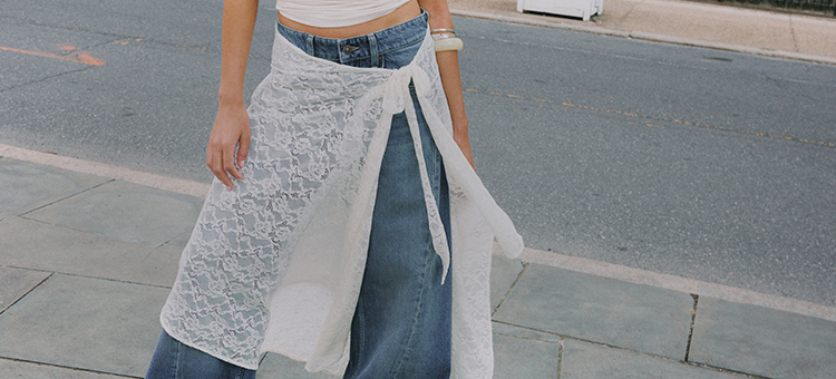 Denim + Lace, Meet FP's favorite duo: delicate lace and classic denim.