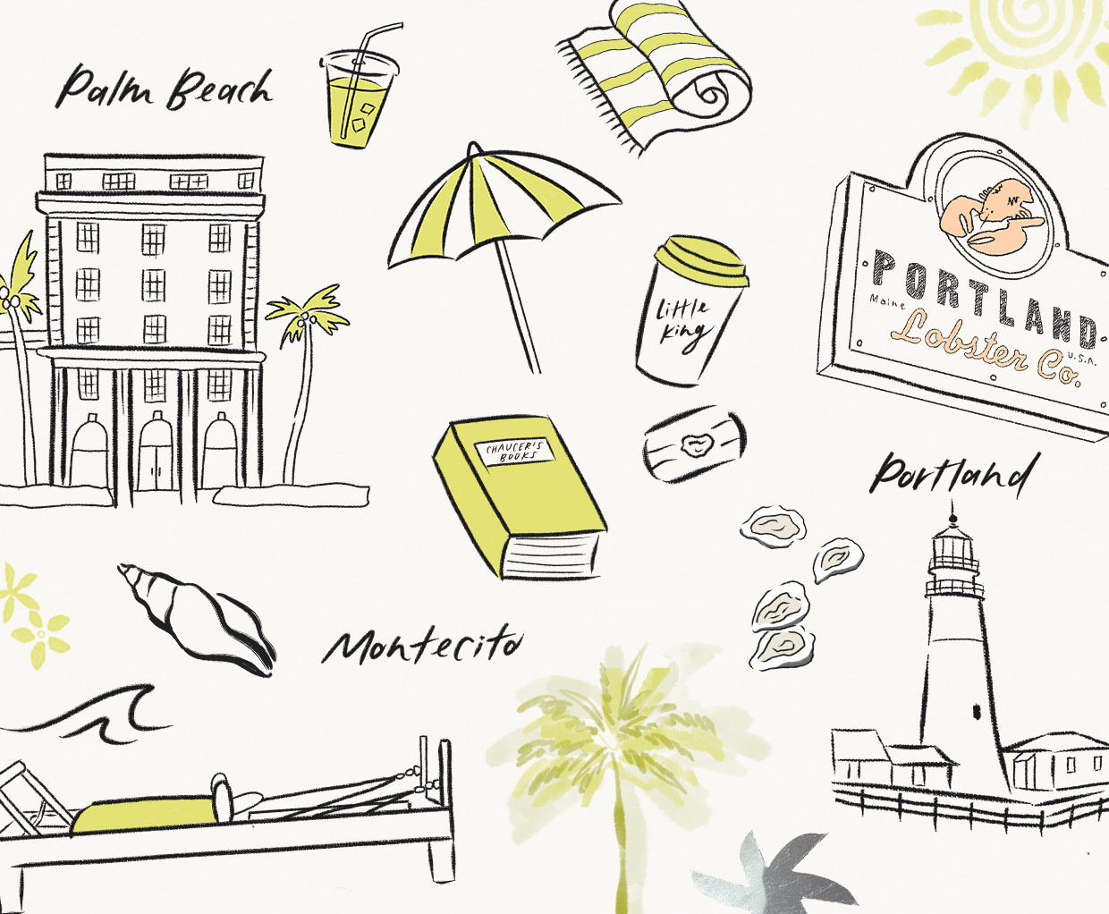 Palm Beach Portland and Montecito Illistration
