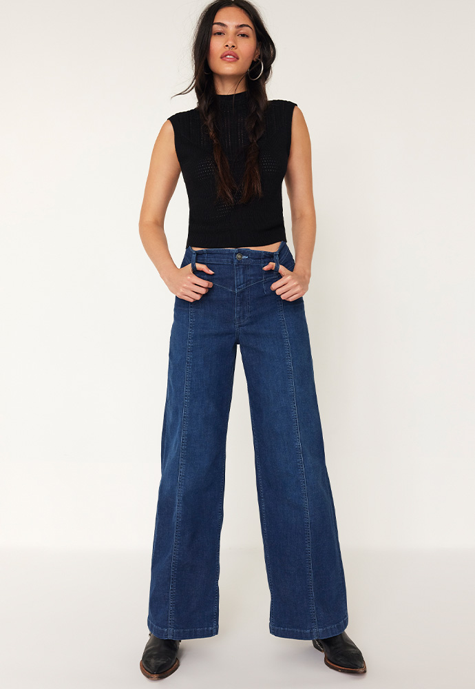 Free People We The Free sale High Rise Over The Rainbow Wide Leg Jeans