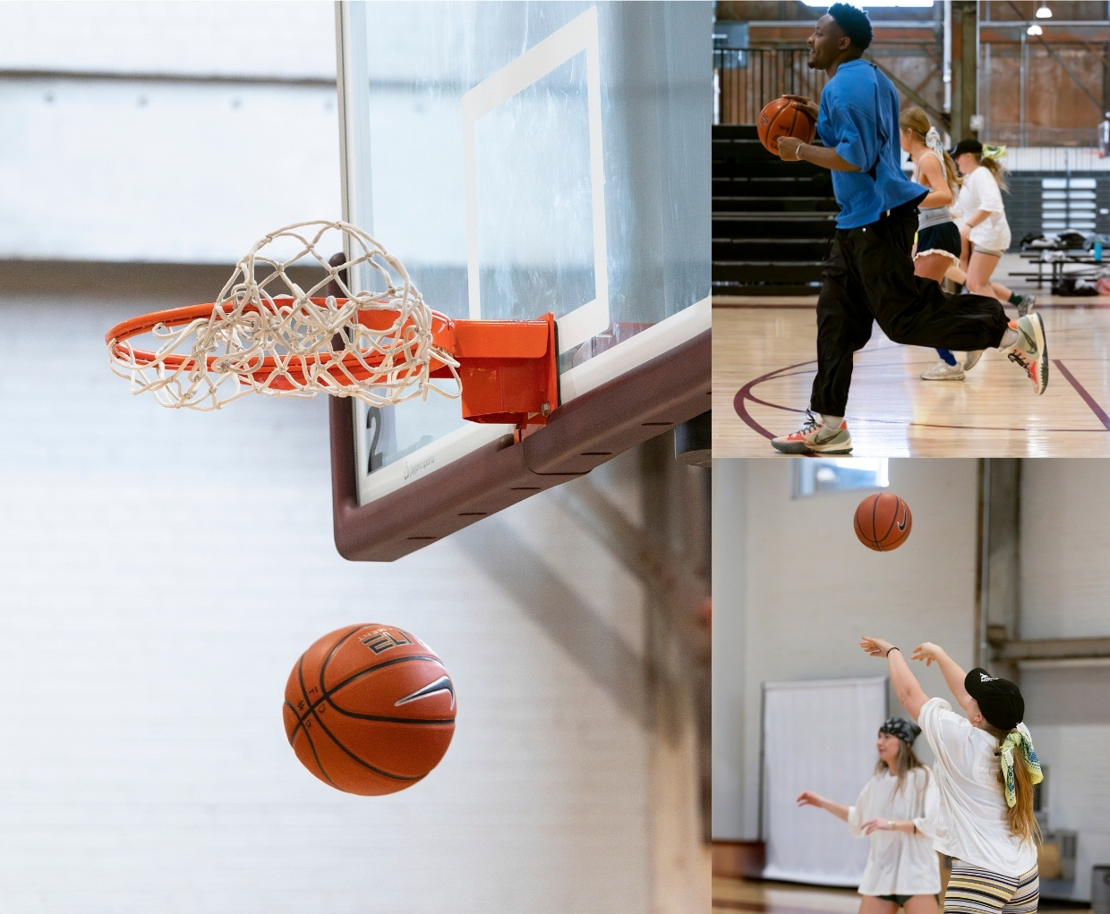 Girls holding basketballs in FP Movement outfits