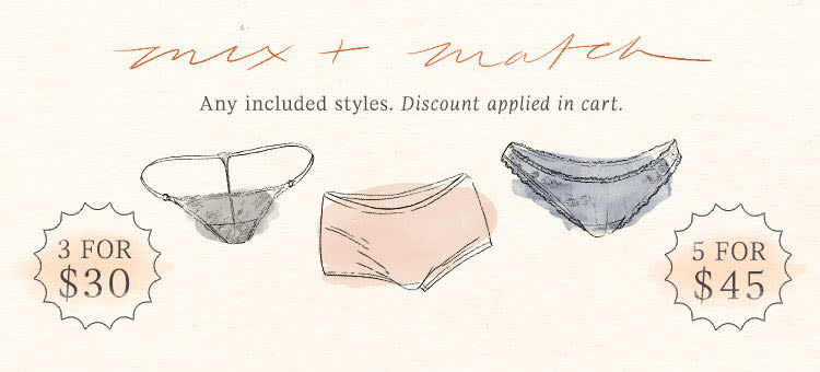 Women's Underwear Sale, 3 for 30 Panties