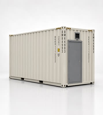 Temporary power container with a side door