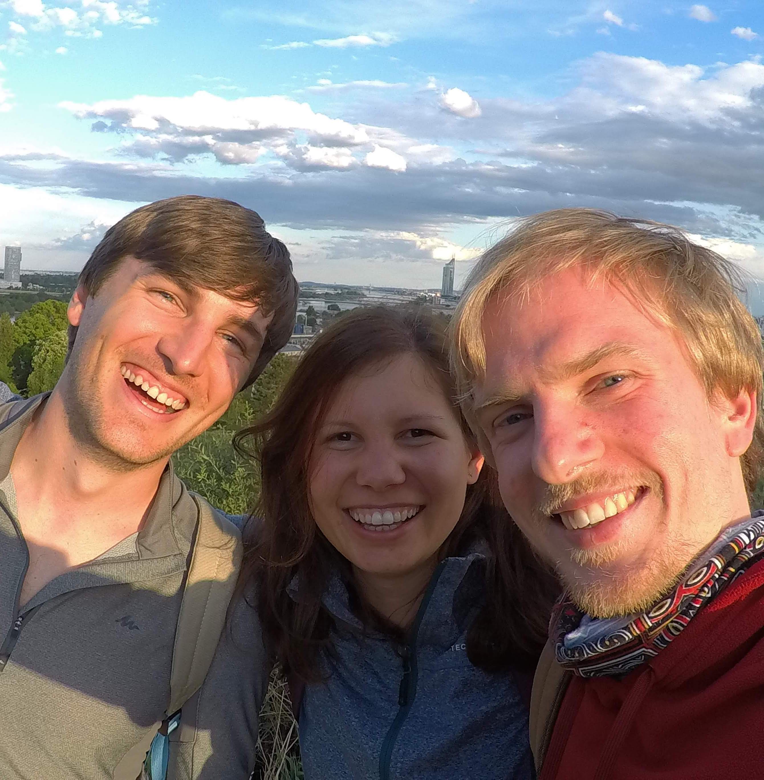 Christoph, Emi and me front of the city smiling