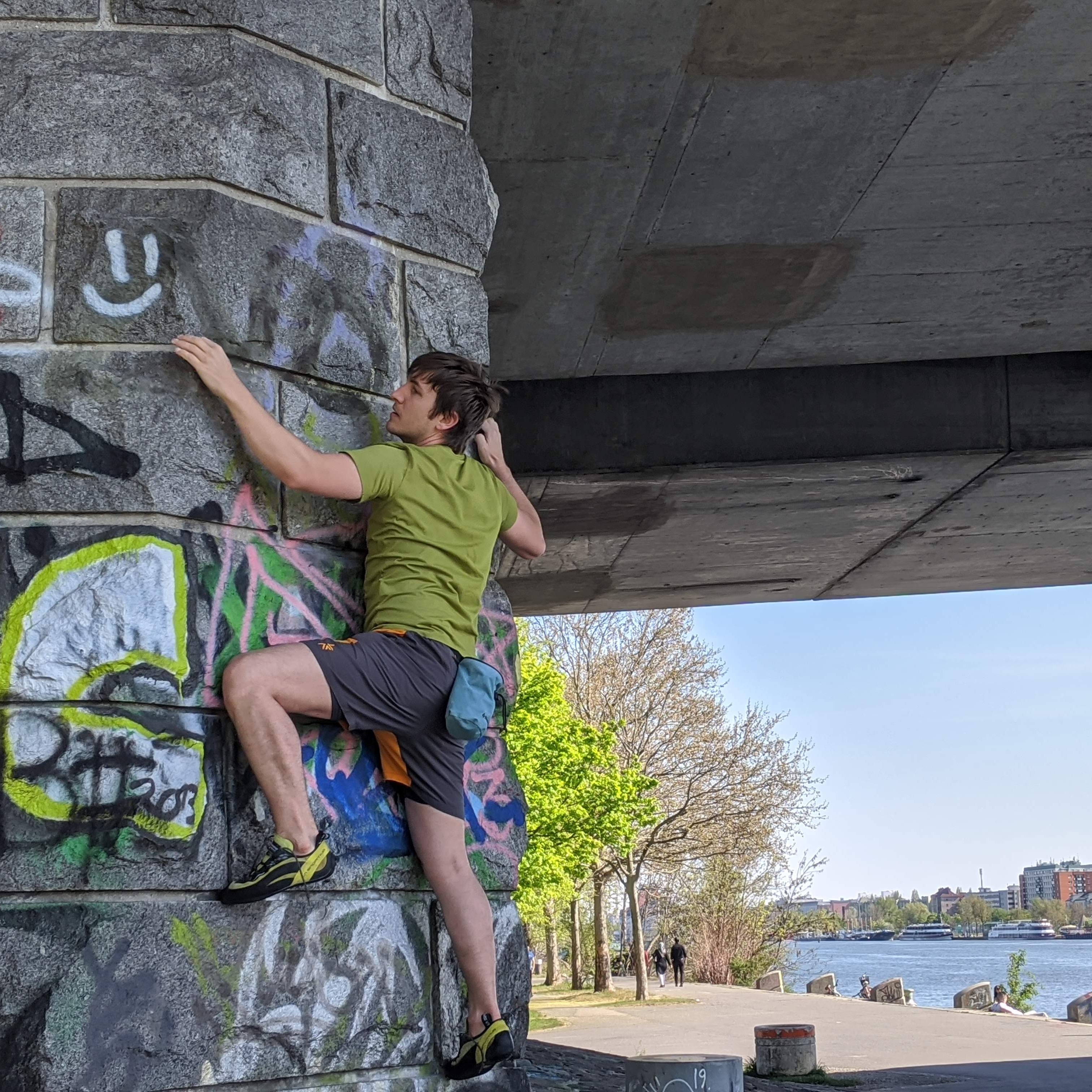 Me reaching for the next hold