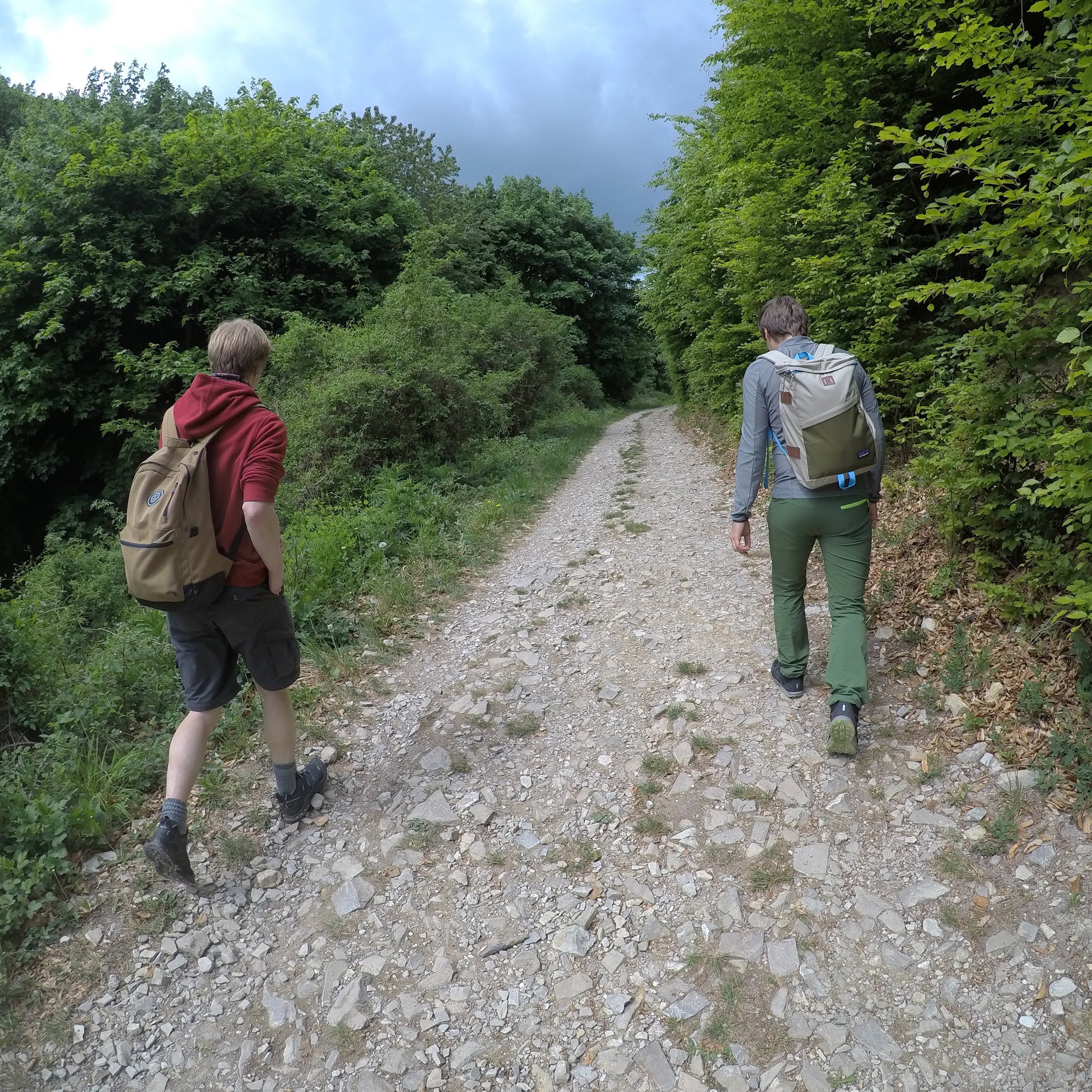 Christoph and me walking in the woods