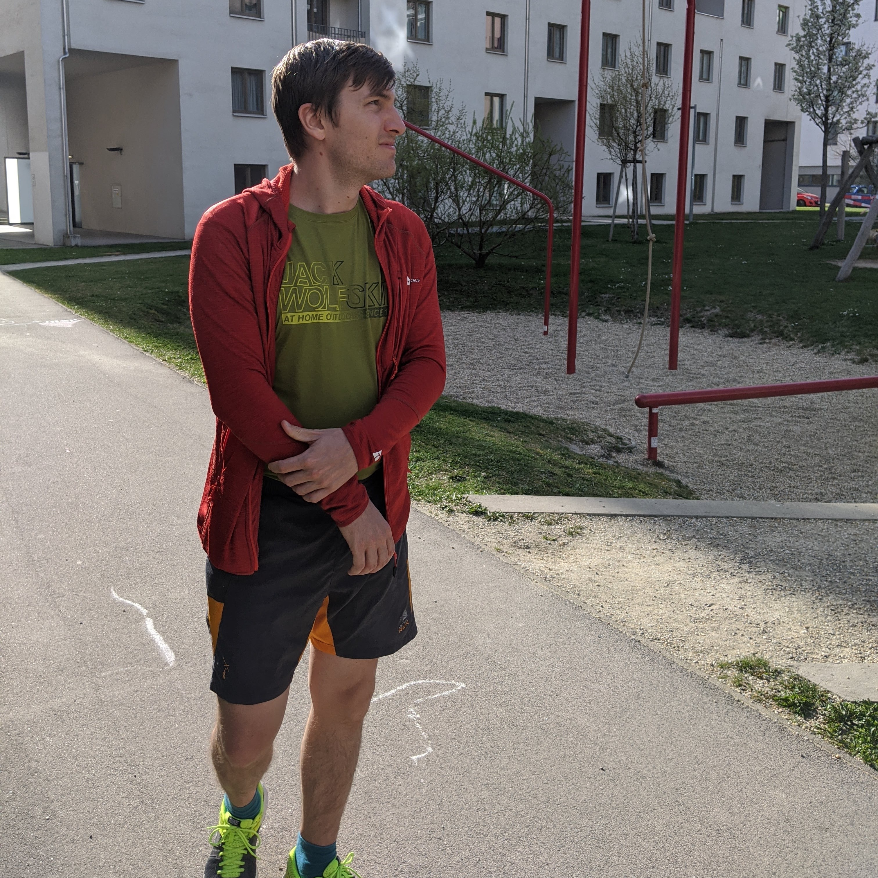 Me in my running clothes outside.