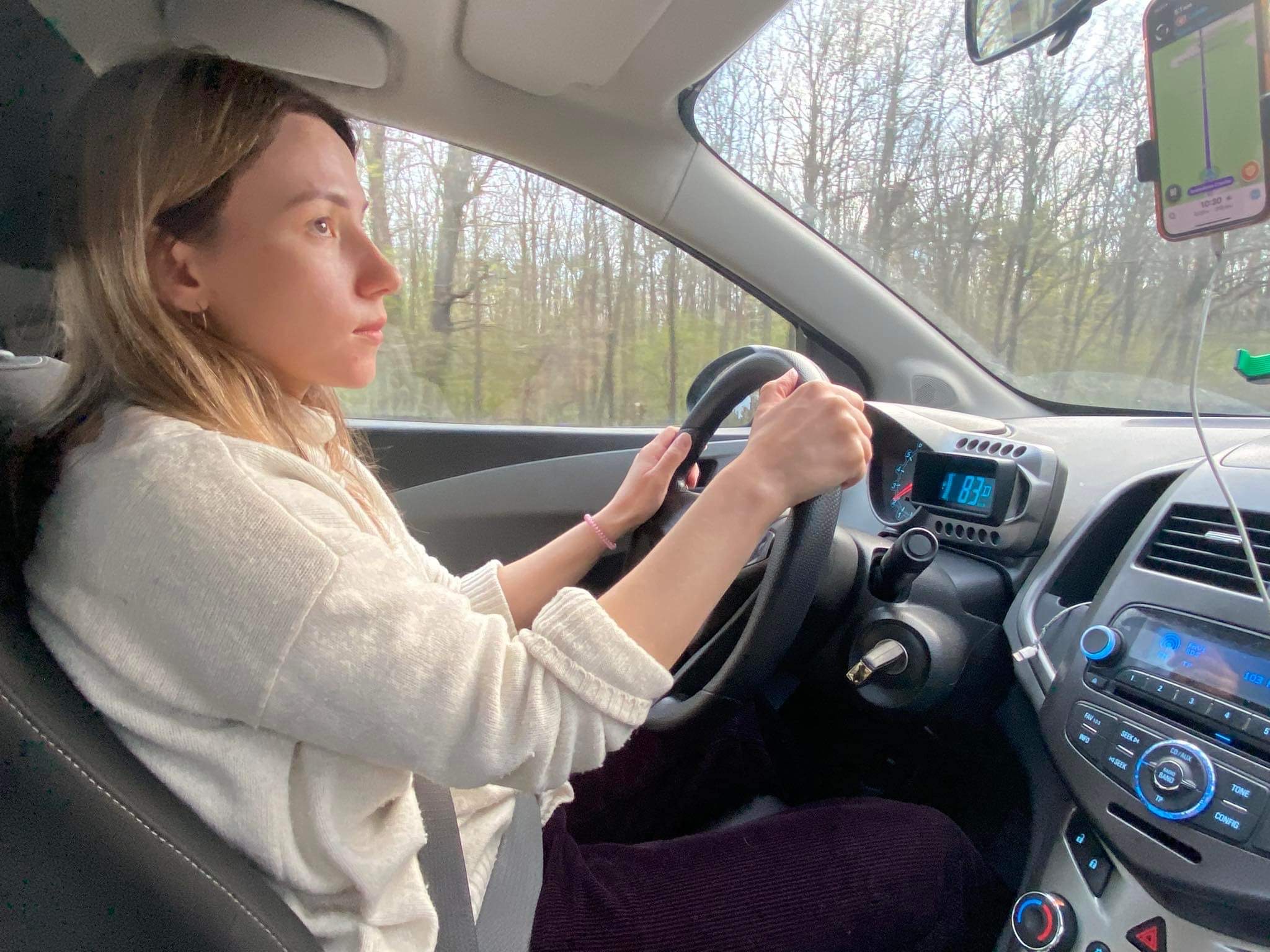 Woman driving a car