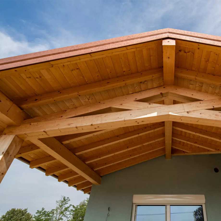 Portico tetto in legno
