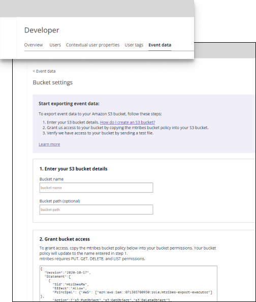 The revised bucket settings and page header following user feedback.