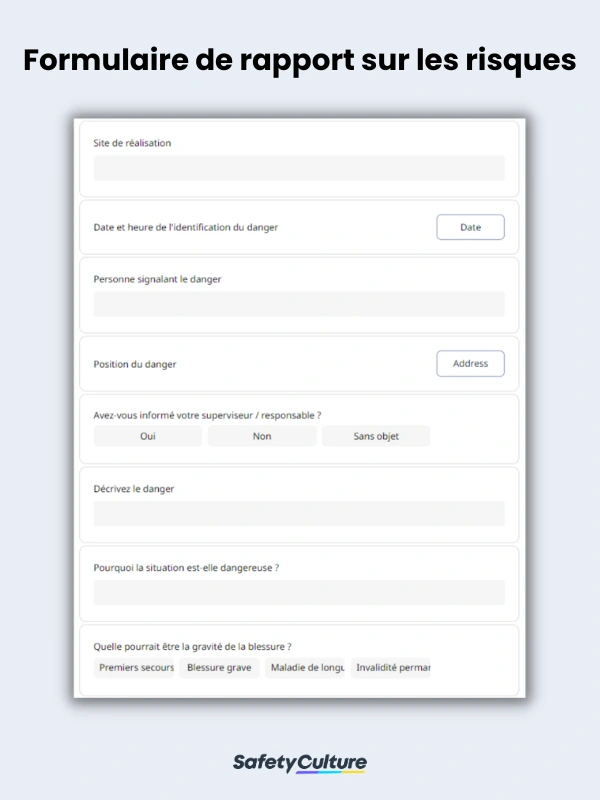 Formulaire de rapport sur les risques