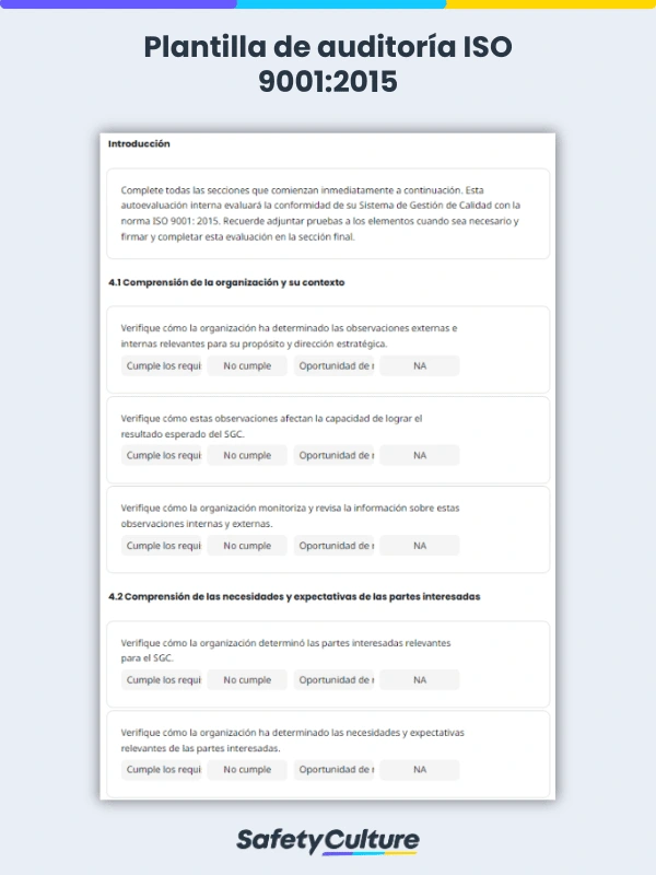 Lista de verificación ISO 9001