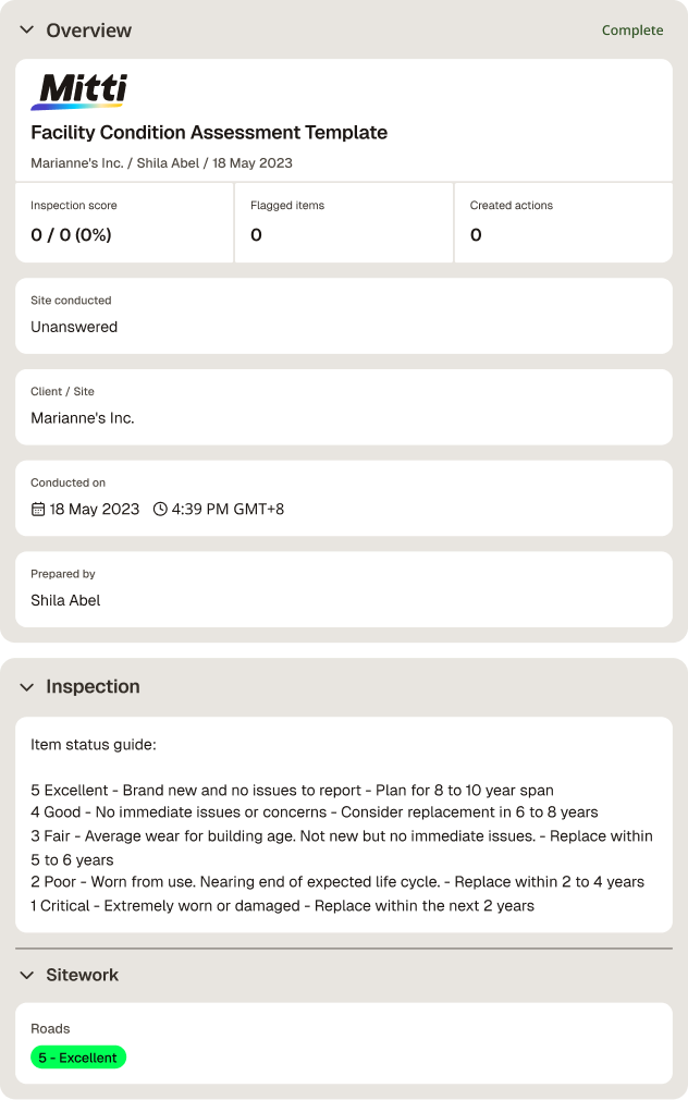 Facility Condition Assessment Template