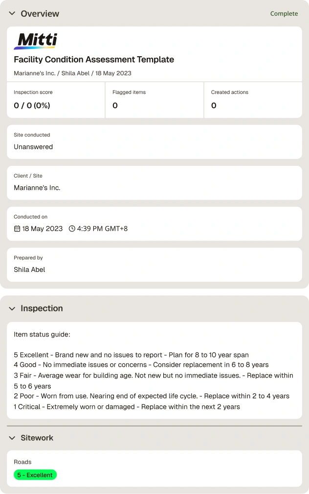 Facility Condition Assessment Template