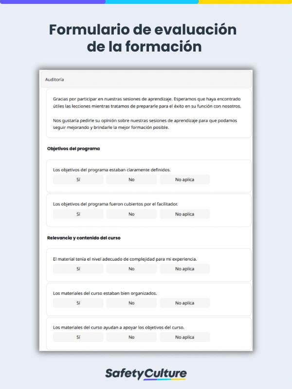 Training Evaluation Form