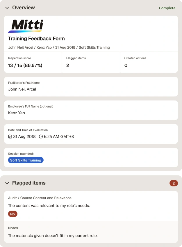 Training Evaluation Form