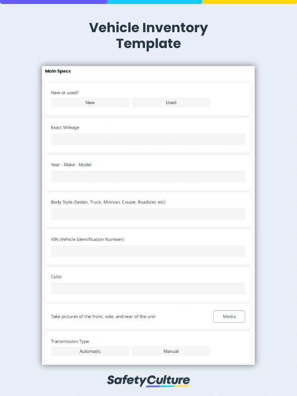 Vehicle Inventory Template