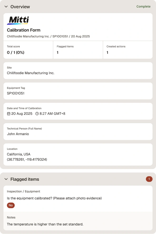 Calibration Form