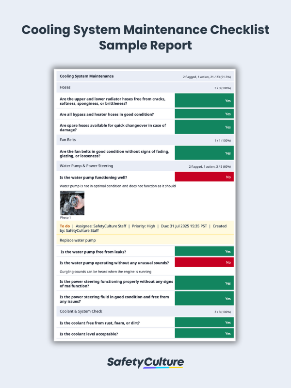 car cooling system maintenance checklist