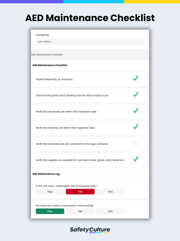 Liste de vérification pour la maintenance des DAE