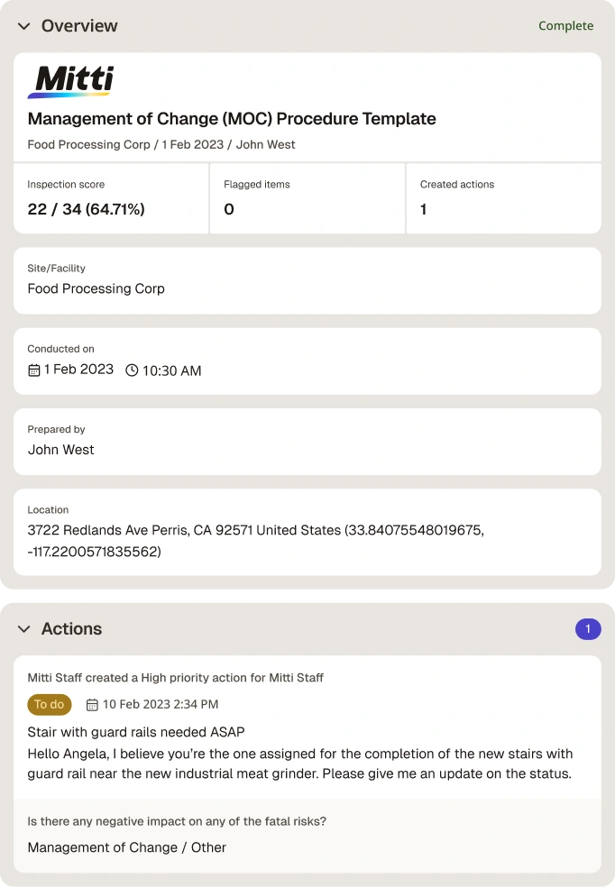 Management of Change Template