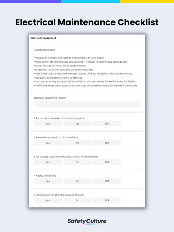 Electrical Maintenance Checklist In Excel Format Free Printable ...