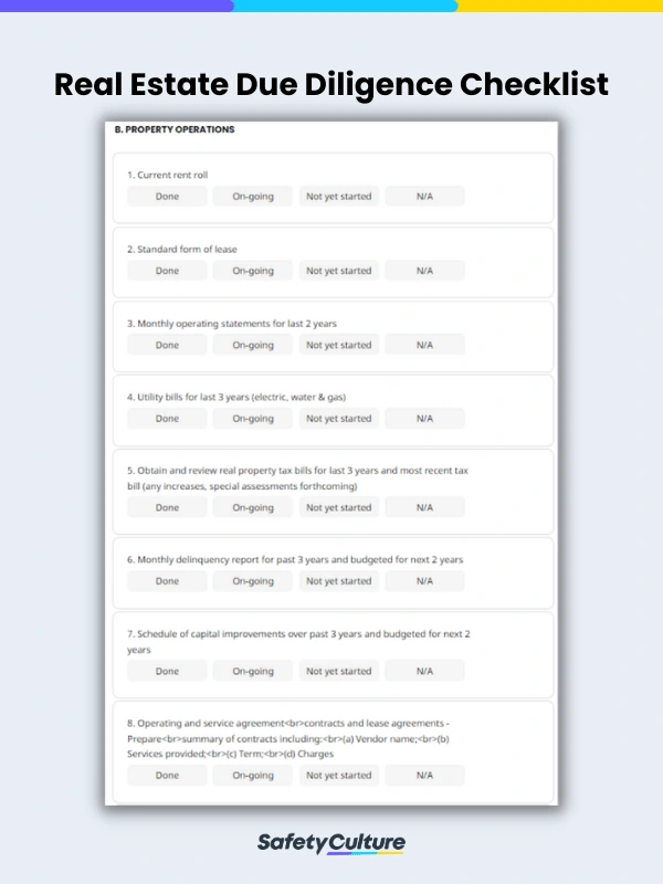 Real Estate Due Diligence Checklist