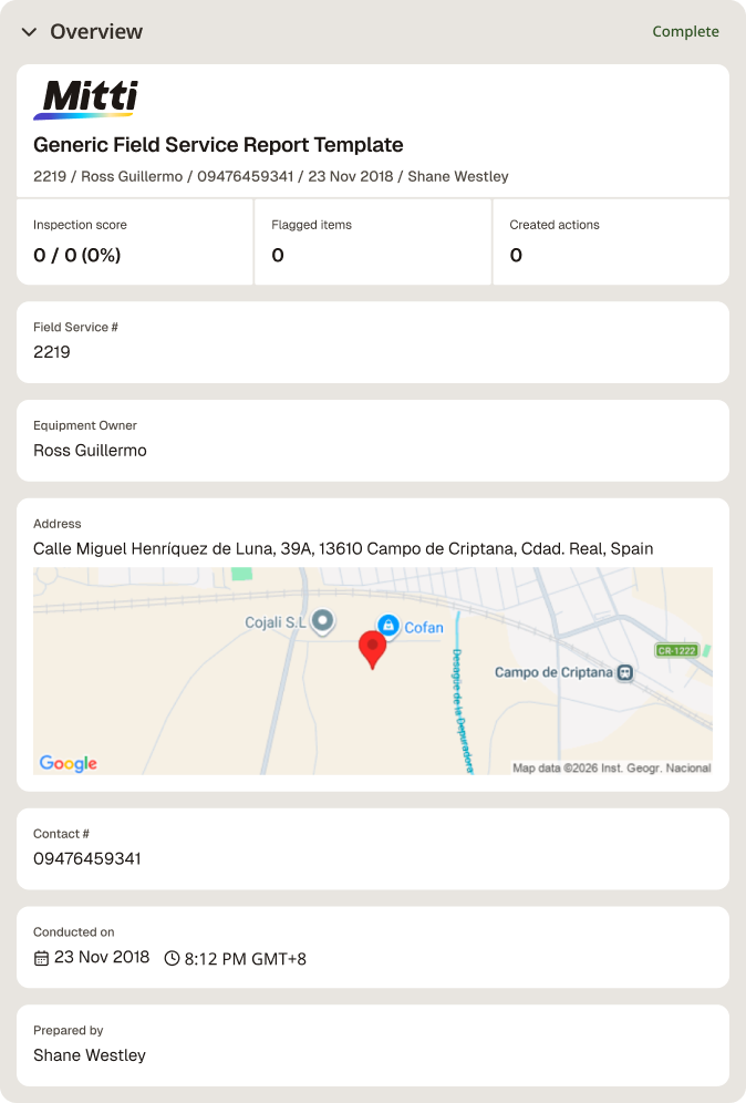 Service Report Template Digital Report