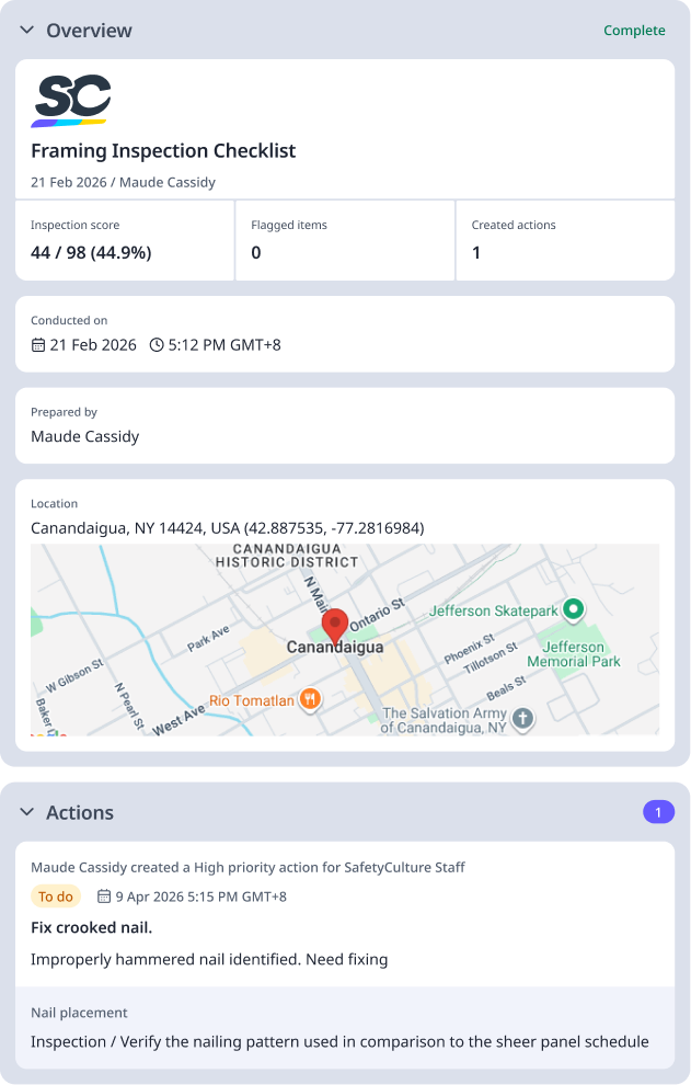 Framing Inspection Checklist