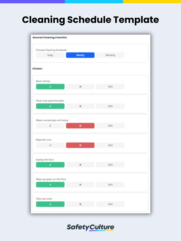 Cleaning schedule template