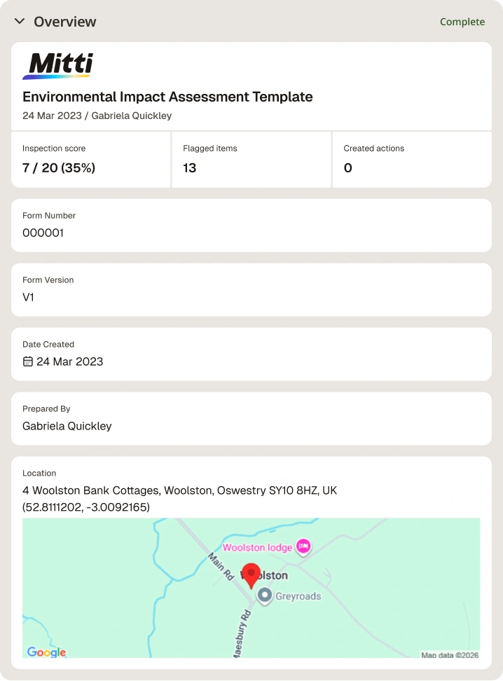 environmental impact assessment template