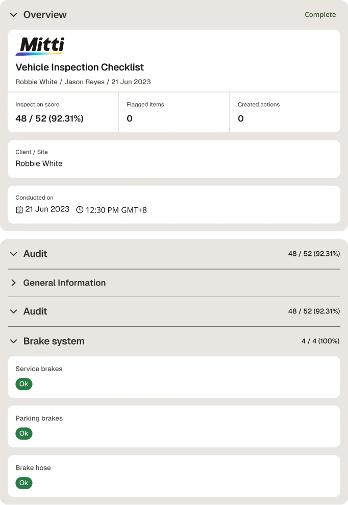 Vehicle Inspection Checklist