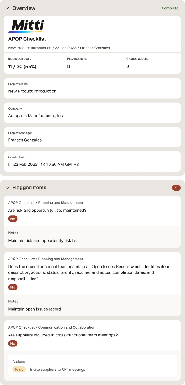 apqp checklist