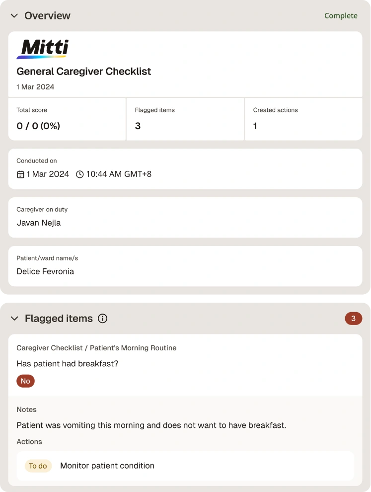 Caregiver checklist