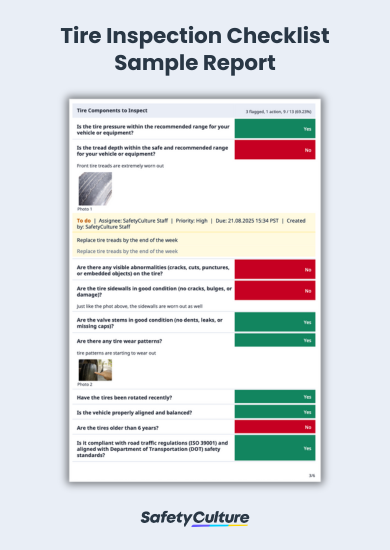 tire wear inspection checklist