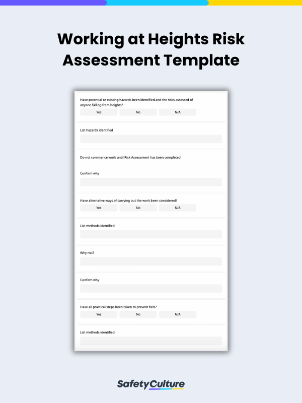 Working At Heights Risk Assessment Template Free To Use And Download