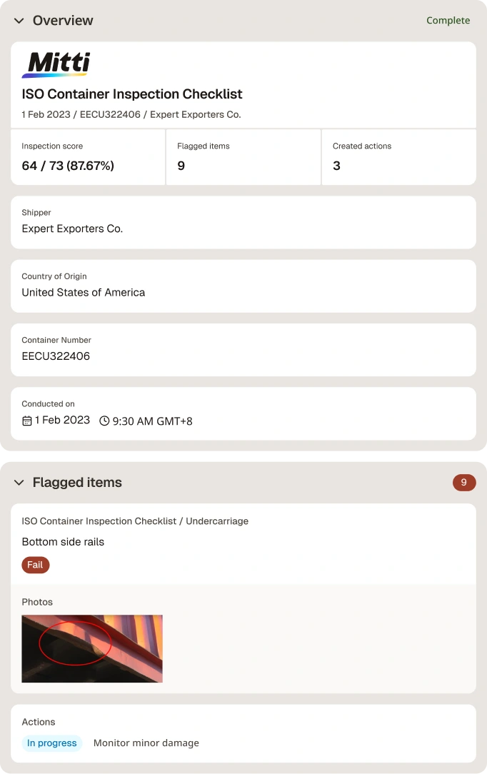 ISO Container Inspection checklist