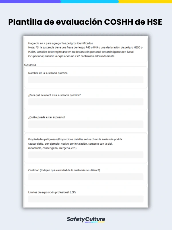 HSE COSHH Assessment Template