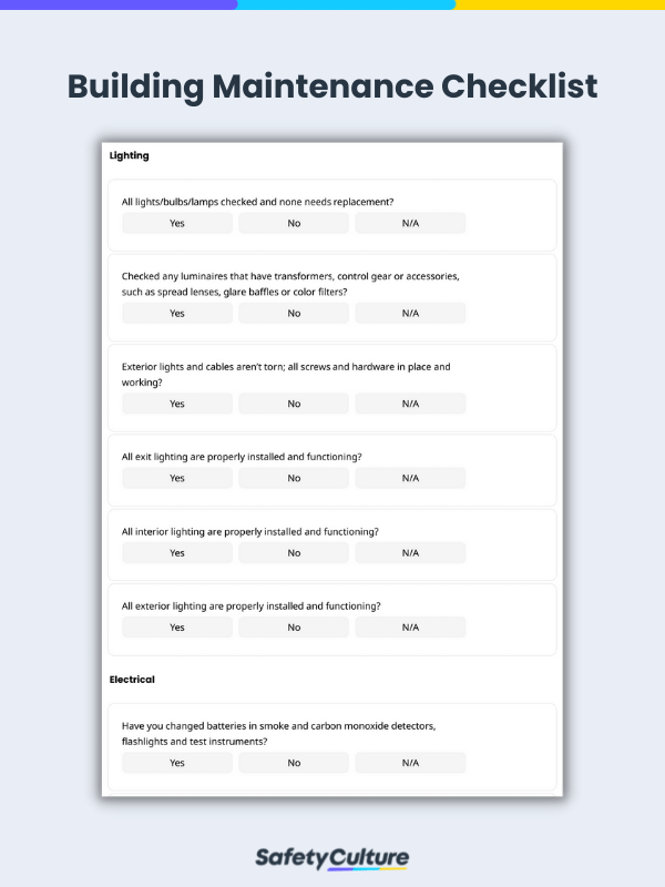 Building Maintenance Checklist Template
