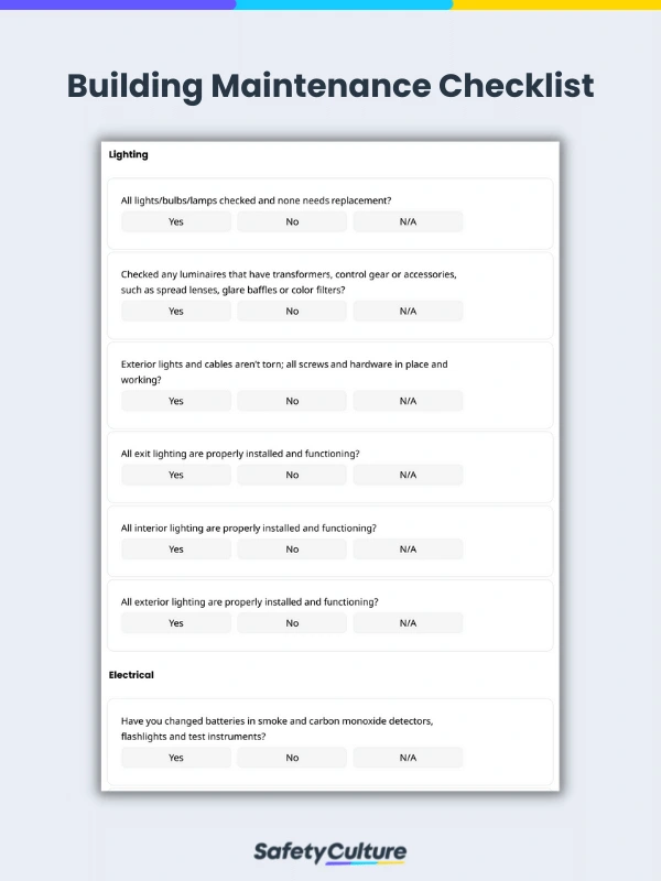 Building Maintenance Checklist Template