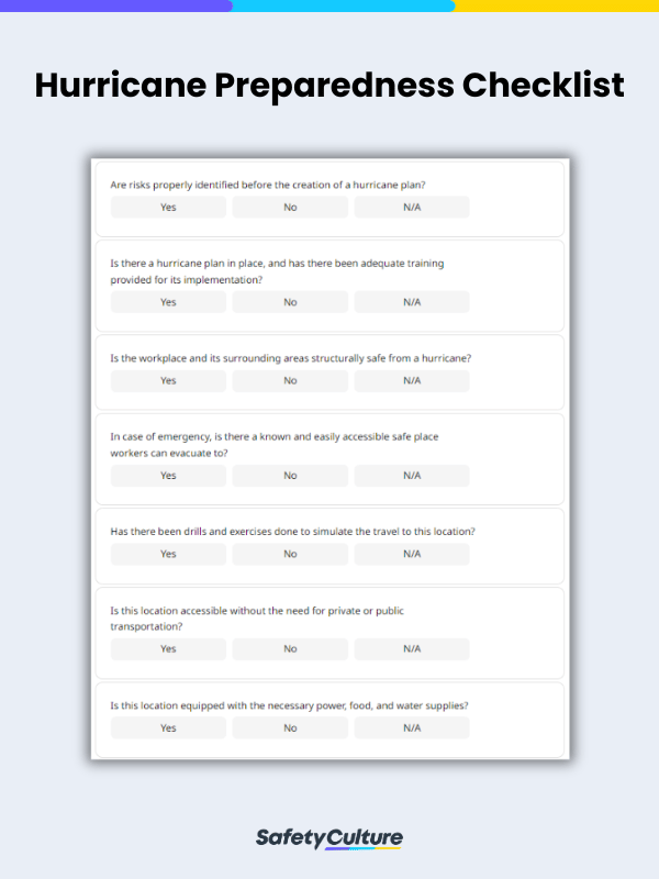 Liste de contrôle pour la préparation aux ouragans | SafetyCulture