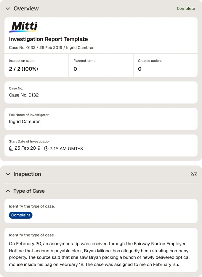 Investigation Report Template Digital Report