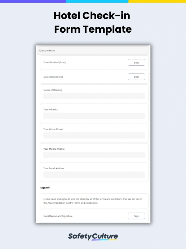 hotel check-in form template