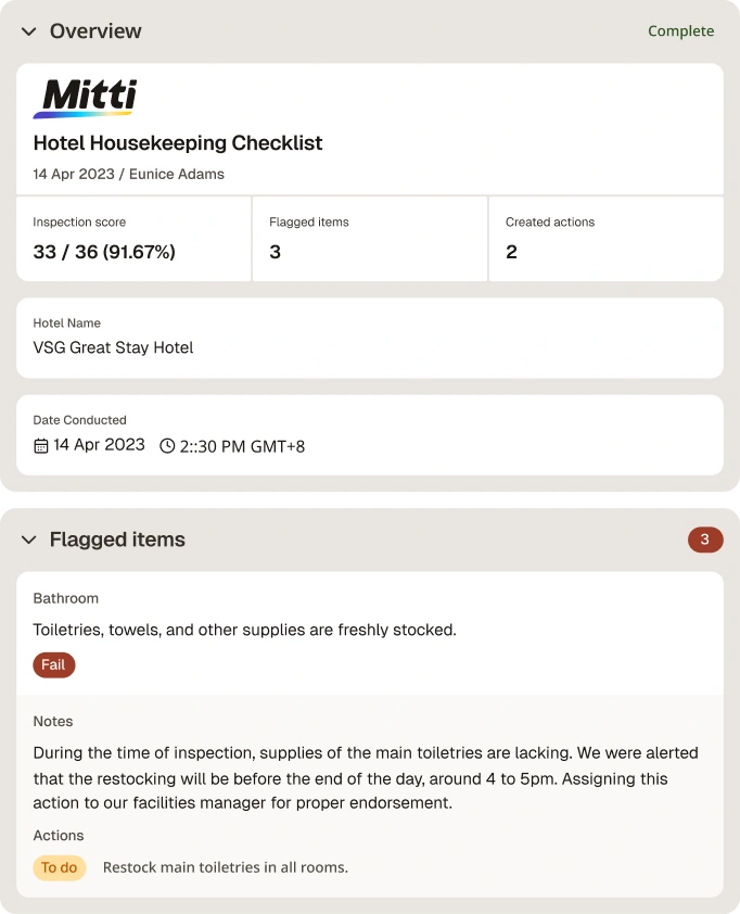 Hotel Housekeeping Checklist